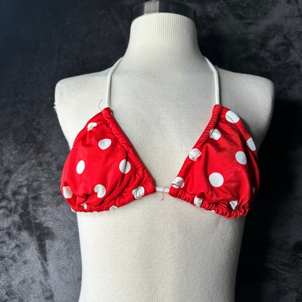 Vintage 80s/90s Triangle String Bikini Top Red Polka Dot
Womens Size S